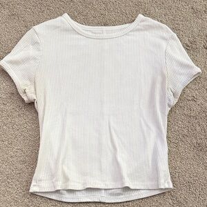 Arizona Jean Company White Ribbed Short Sleeve Top
